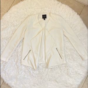Forever 21 White Open Blazer with Zipper Pockets